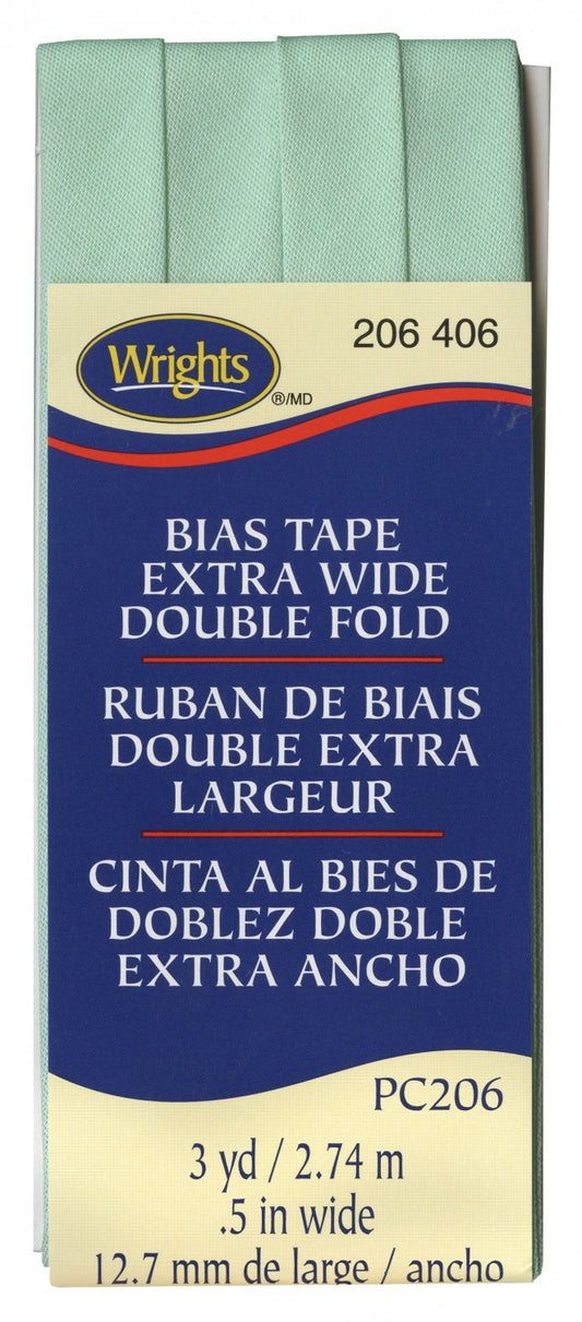 Wrights Bias Tape Extra Wide Double Fold 13mm x 2.75M Cool Cucumber #406