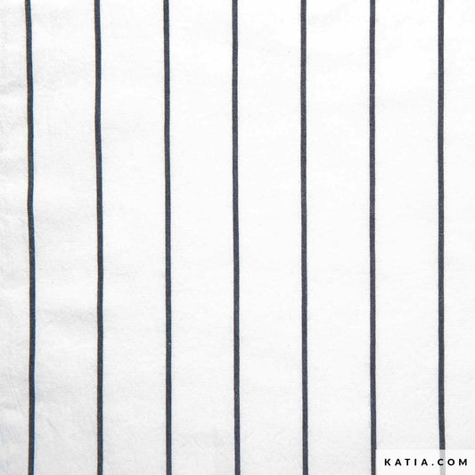 Nautic Stripes - Granite & Ecru - Woven Cotton