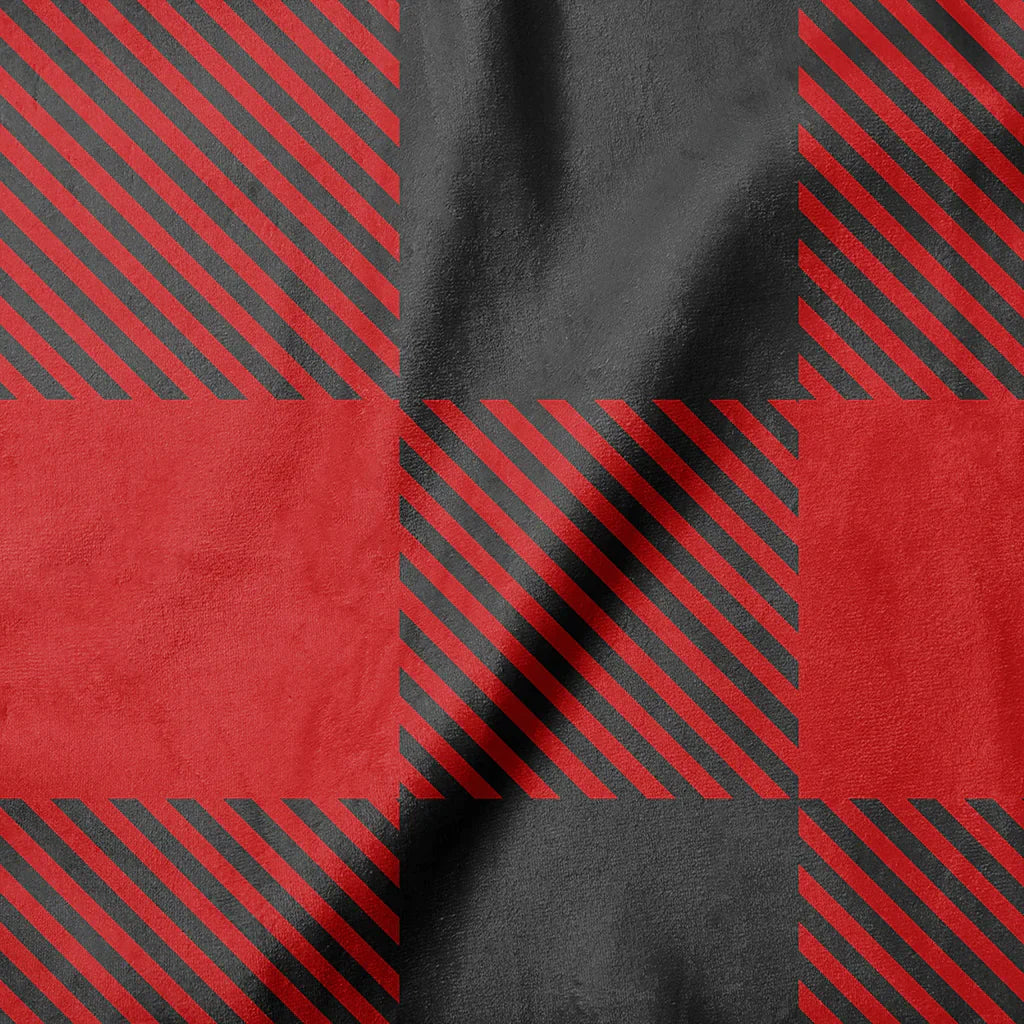 29" Remnant - Buffalo Plaid - Black & Red - Cotton FLANNEL Fabric