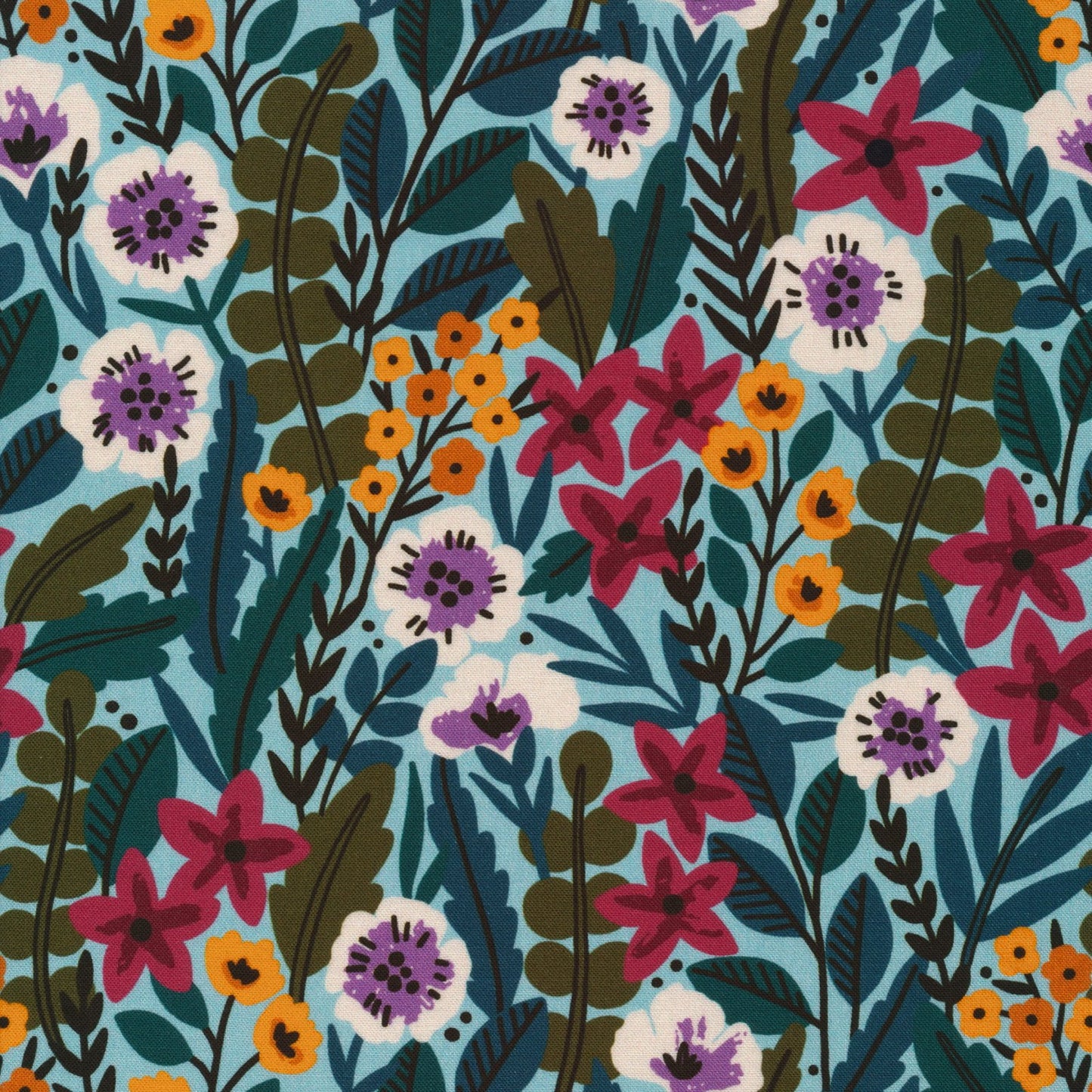 19" Remnant - Zebras - Flower Meadow - GOTS Organic Cotton