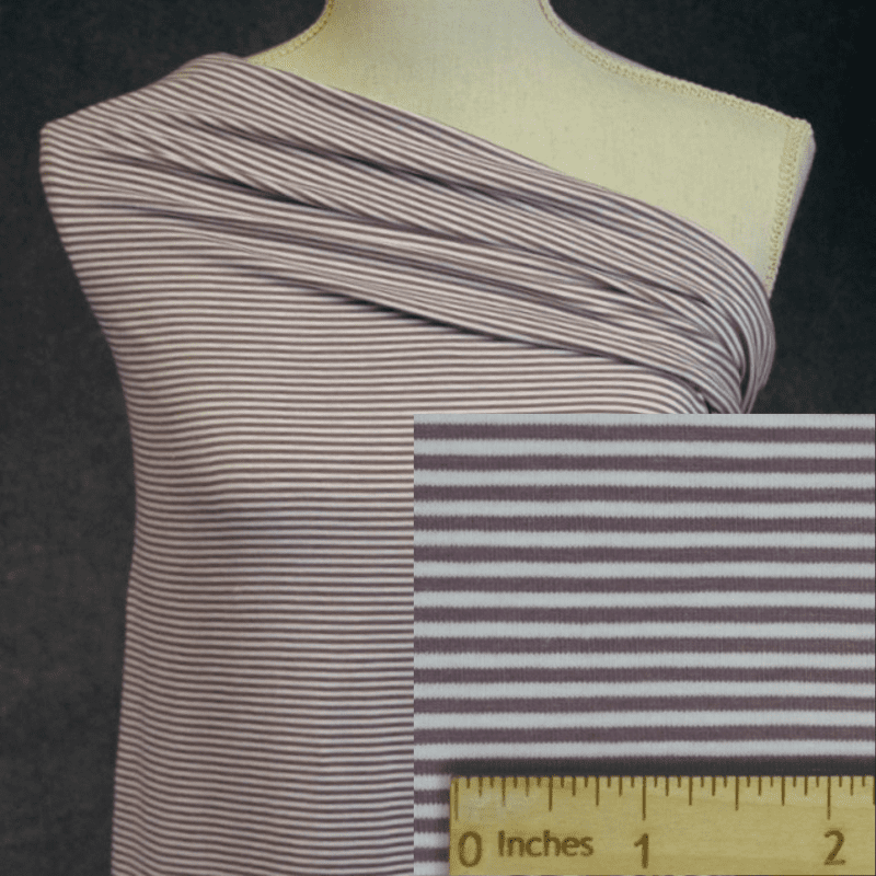 Bamboo Organic Cotton Jersey - Rose Brown/White Stripes 2mm
