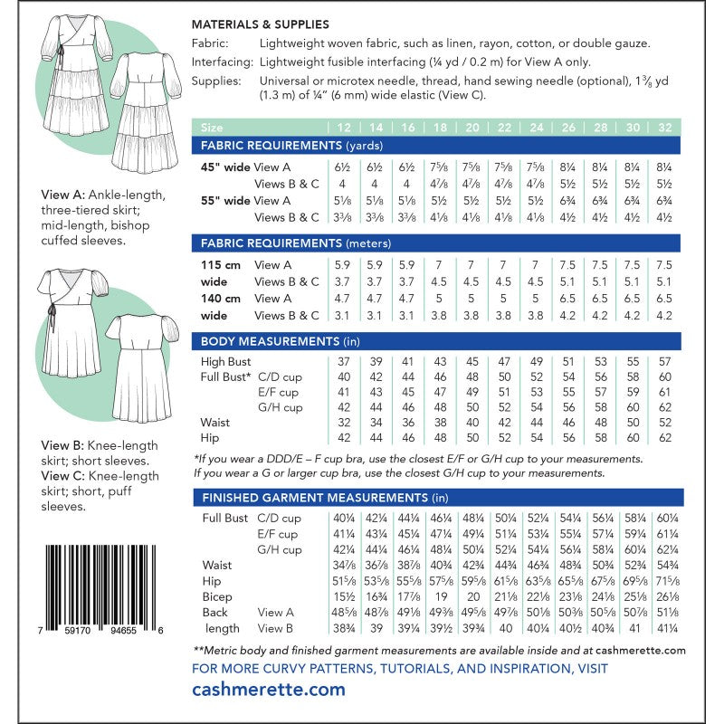 Roseclair Dress - size 0 - 16 - By Cashmerette