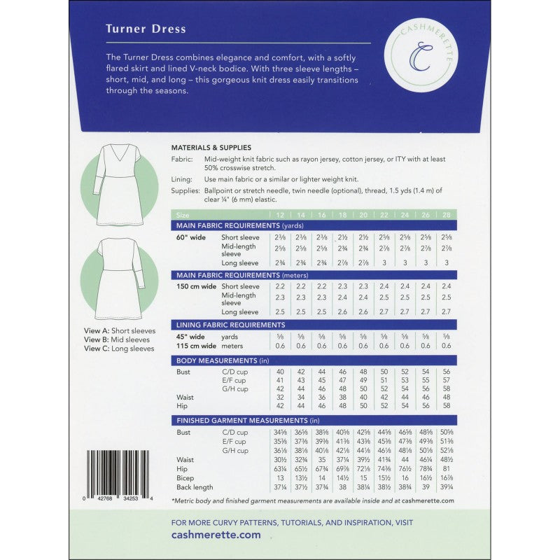 Turner Dress - sizes 12-28 - By Cashmerette