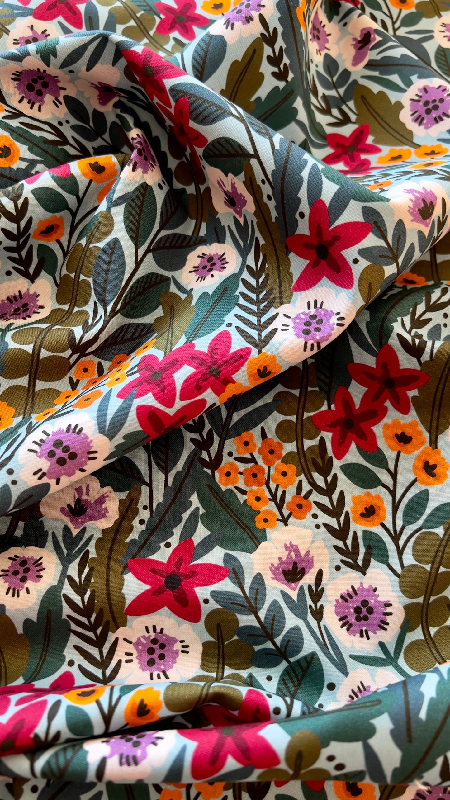 19" Remnant - Zebras - Flower Meadow - GOTS Organic Cotton