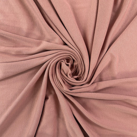 Bamboo Cotton 1x1 Rib Knit - Dusty Rose