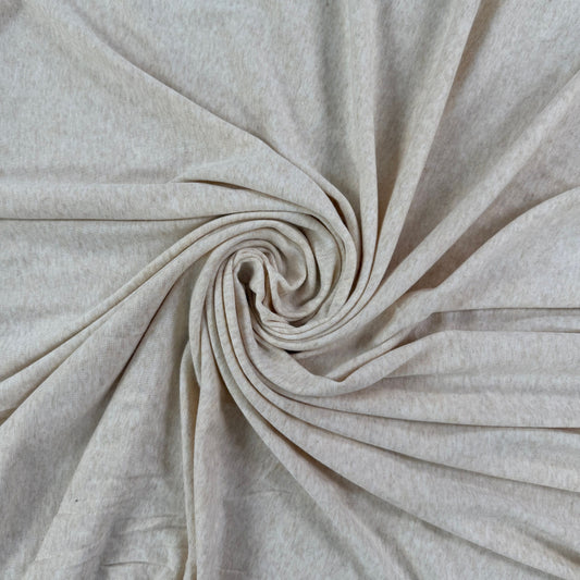 Bamboo Cotton 1x1 Rib Knit - Heathered Almond