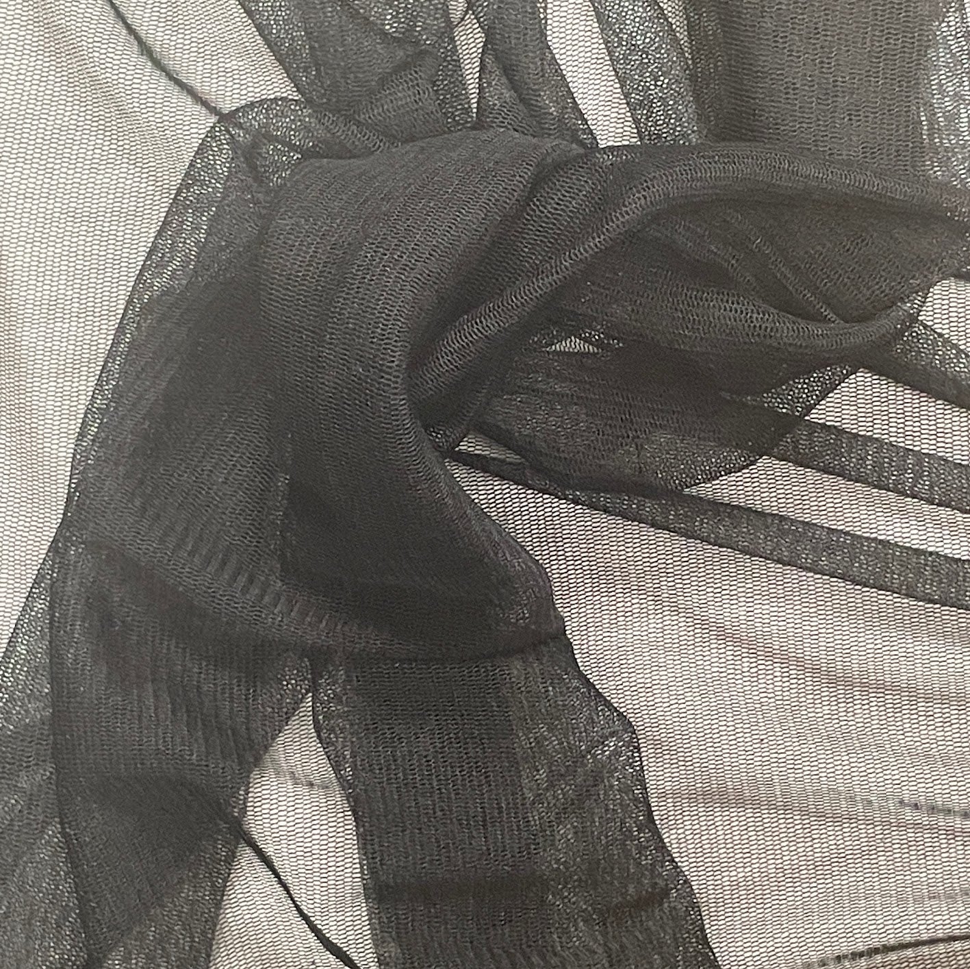 100% Silk Tulle Tricot Knit - Black