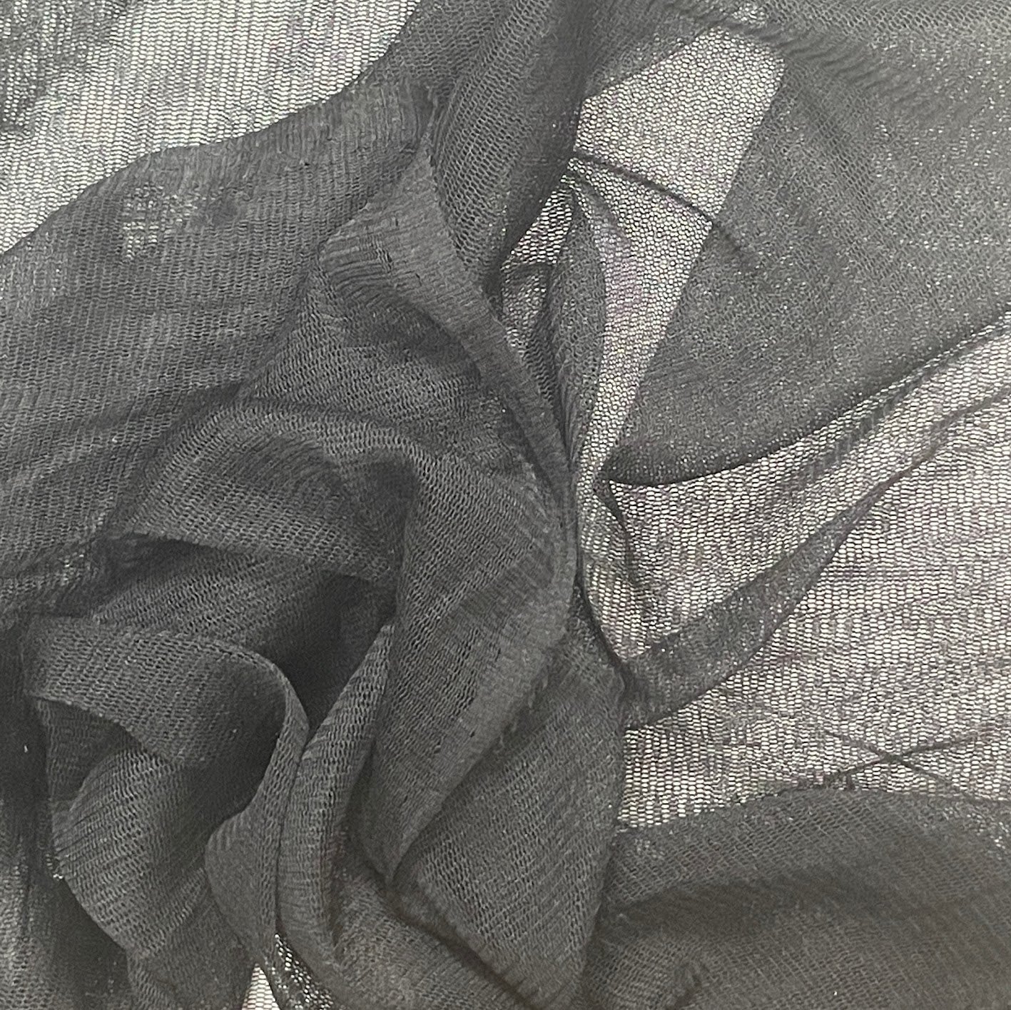 100% Silk Tulle Tricot Knit - Black