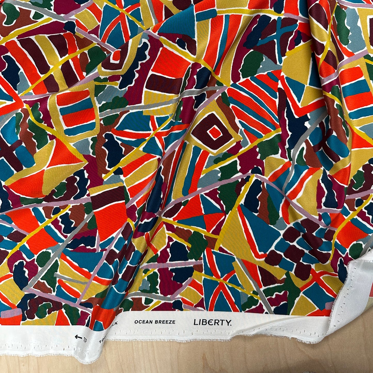 32" Remnant - Ocean Breeze - Kensington Silk Crepe De Chine - Liberty Italian Deadstock