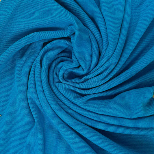 Bamboo Cotton 2×2 Rib - Turquoise Blue