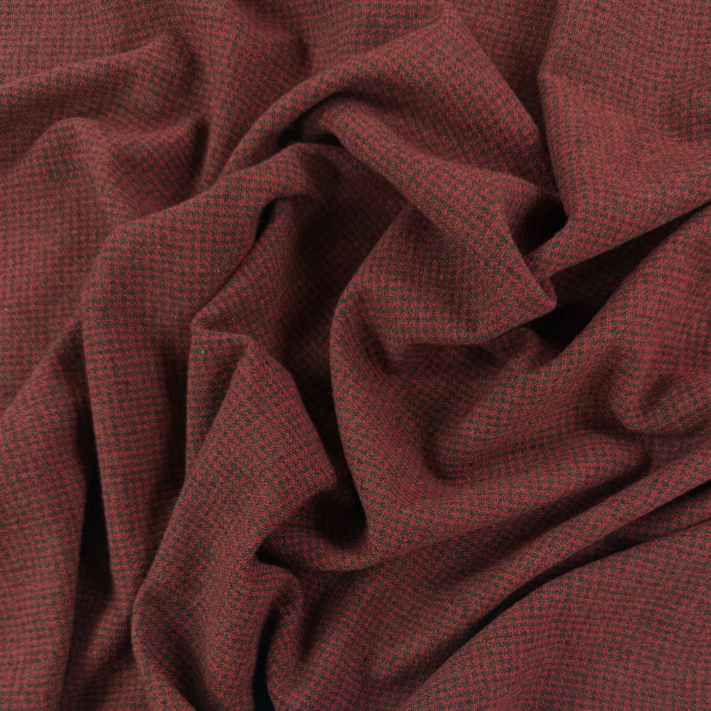 Wool Houndstooth Coating - Red & Muted Green - Film Studio Deadstock
