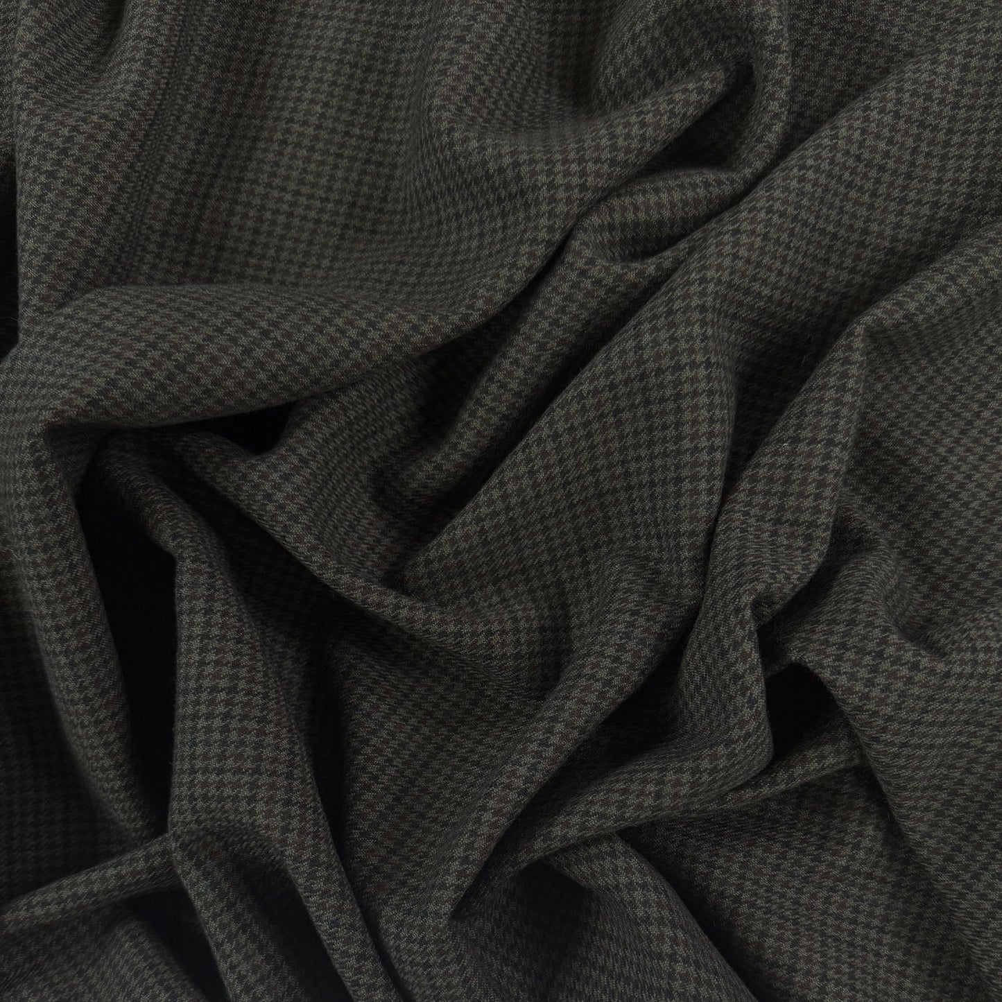 Houndstooth Wool Coating - Black and Dark Green - Film Studio Deadstock