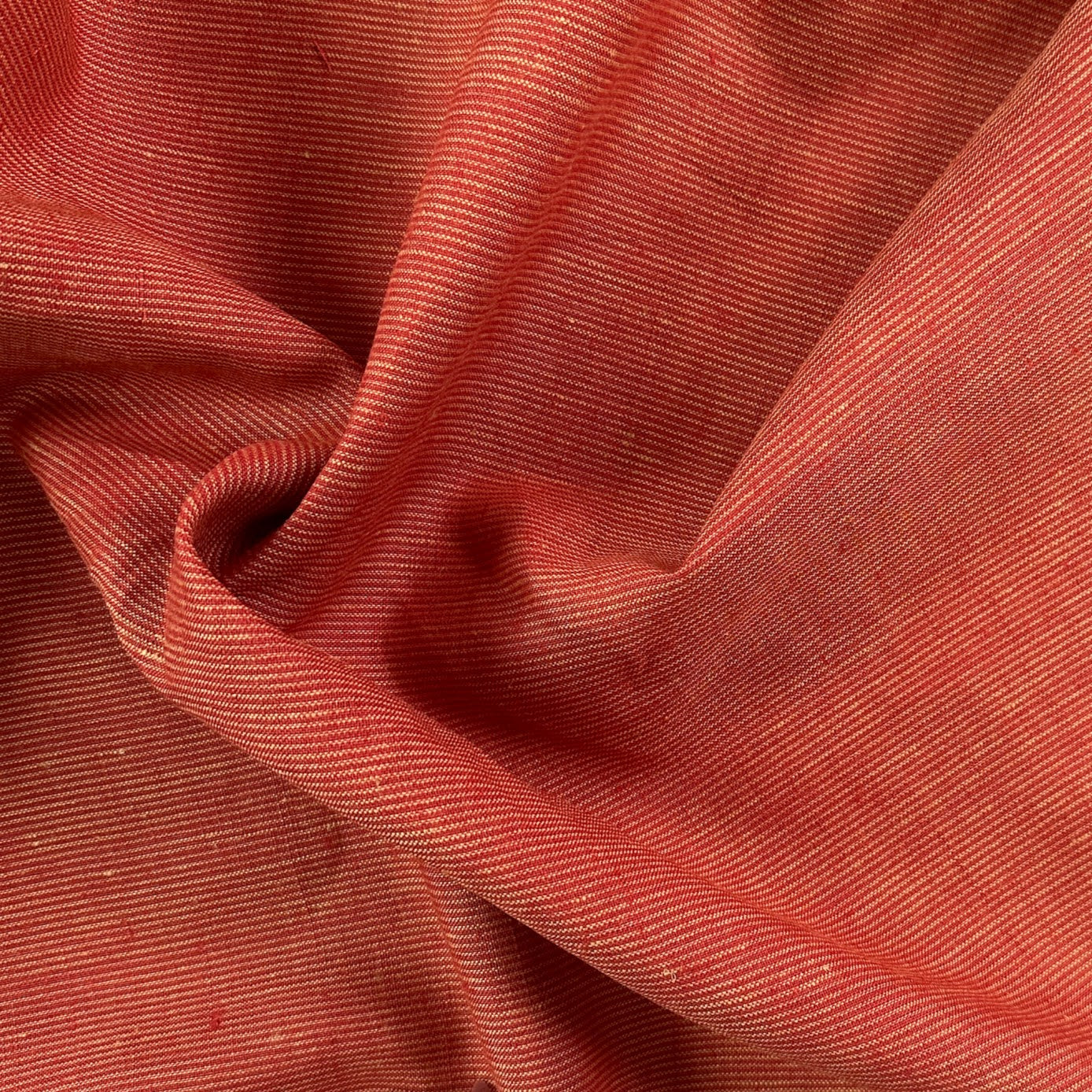 Yarn Dyed 100% Linen Stripe - Terracotta Micro Stripe