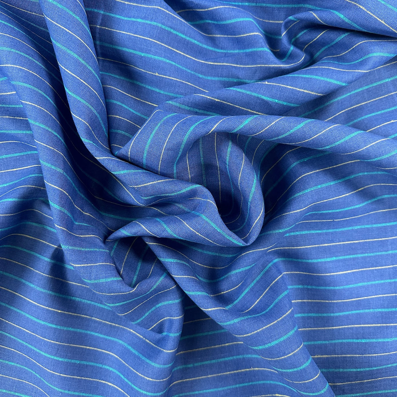 Yarn Dyed 100% Linen Stripe - Blue