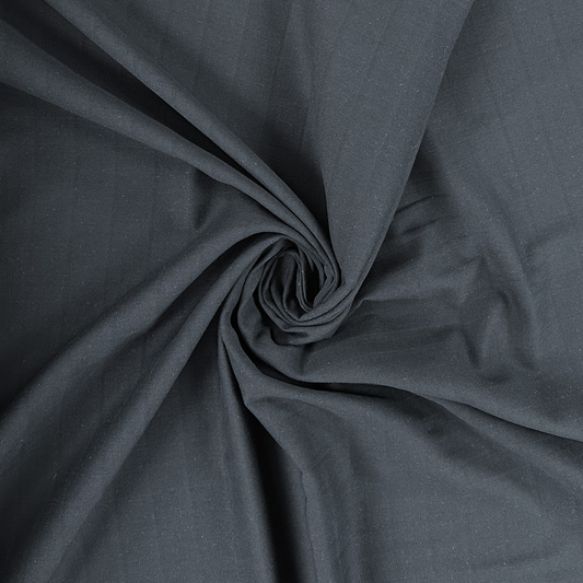 44" Remnant - Organic Cotton Checked Double Gauze - Black