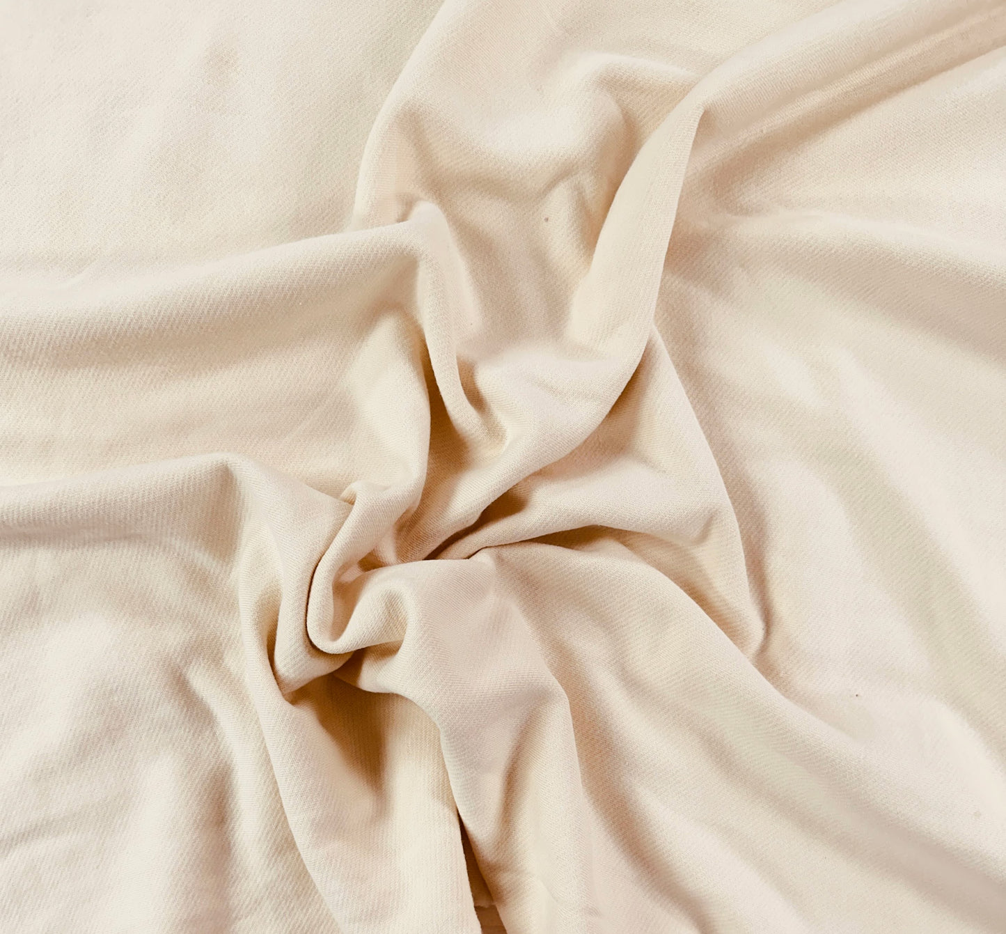 27" Remnant - Organic Cotton Twill Face Fleece Knit - Vanilla - Natural/Cream