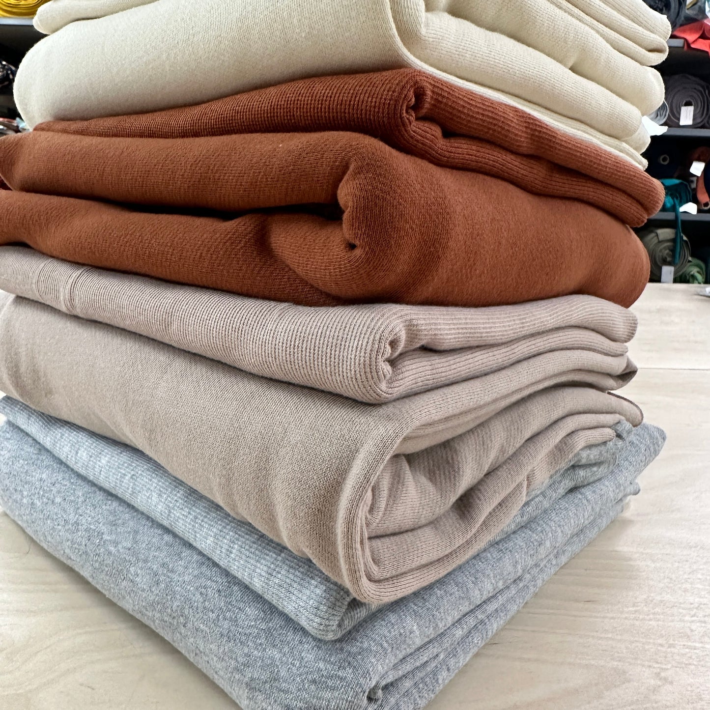 27" Remnant - Organic Cotton Twill Face Fleece Knit - Vanilla - Natural/Cream