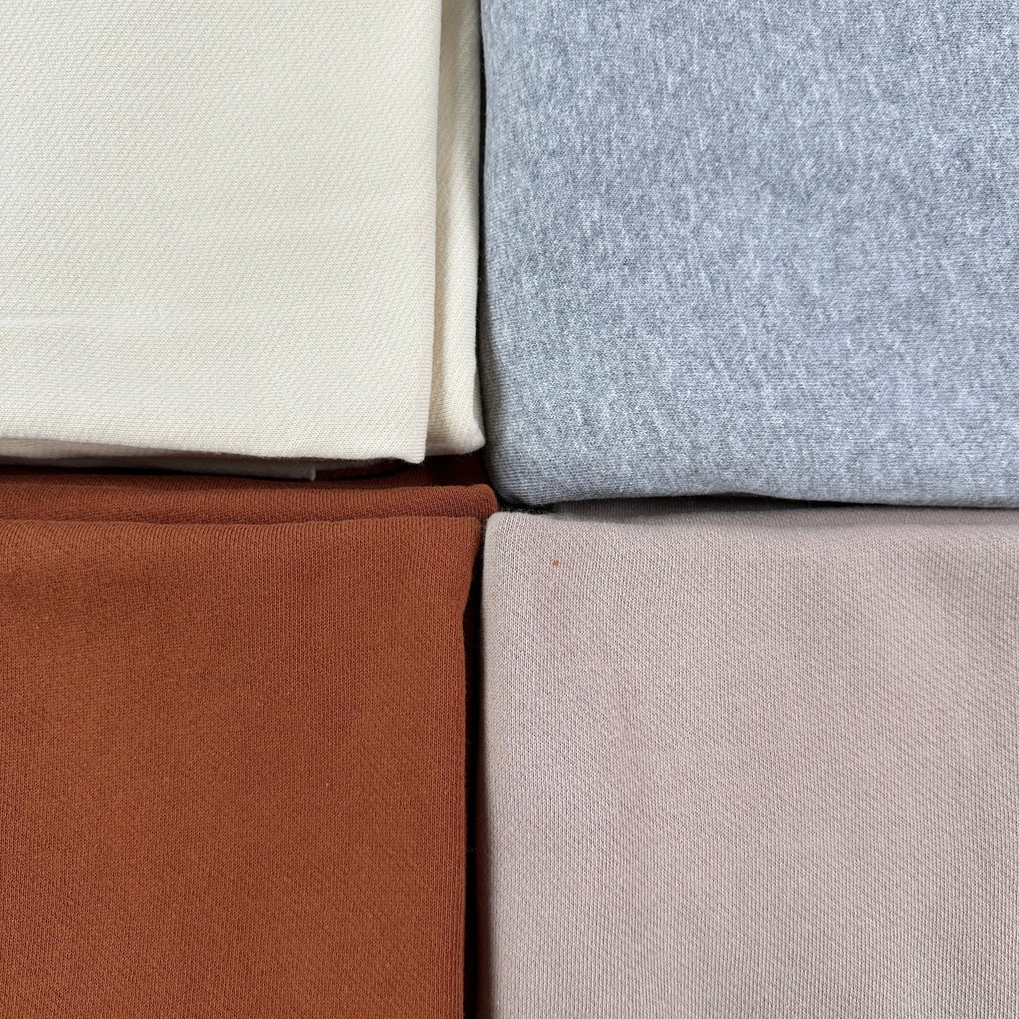 27" Remnant - Organic Cotton Twill Face Fleece Knit - Vanilla - Natural/Cream