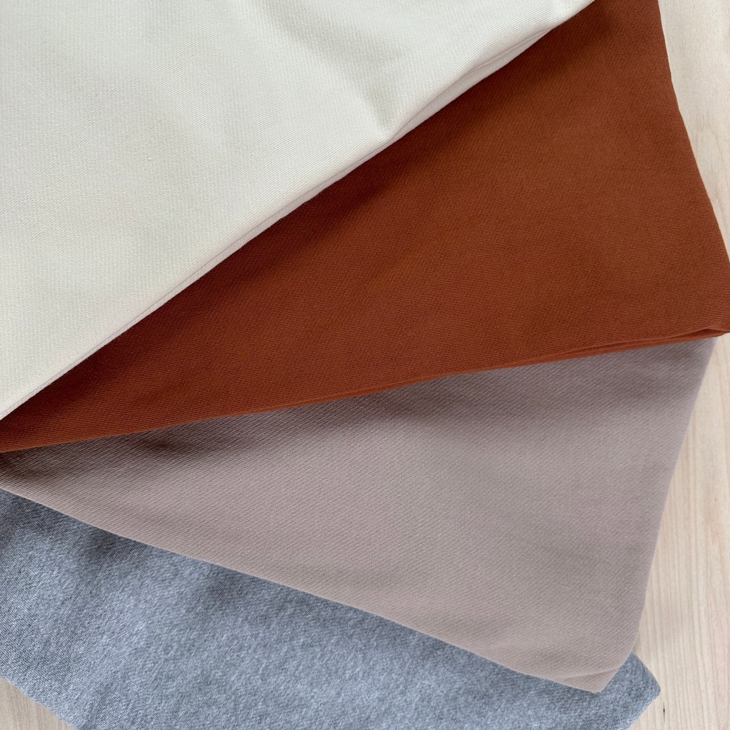 27" Remnant - Organic Cotton Twill Face Fleece Knit - Vanilla - Natural/Cream