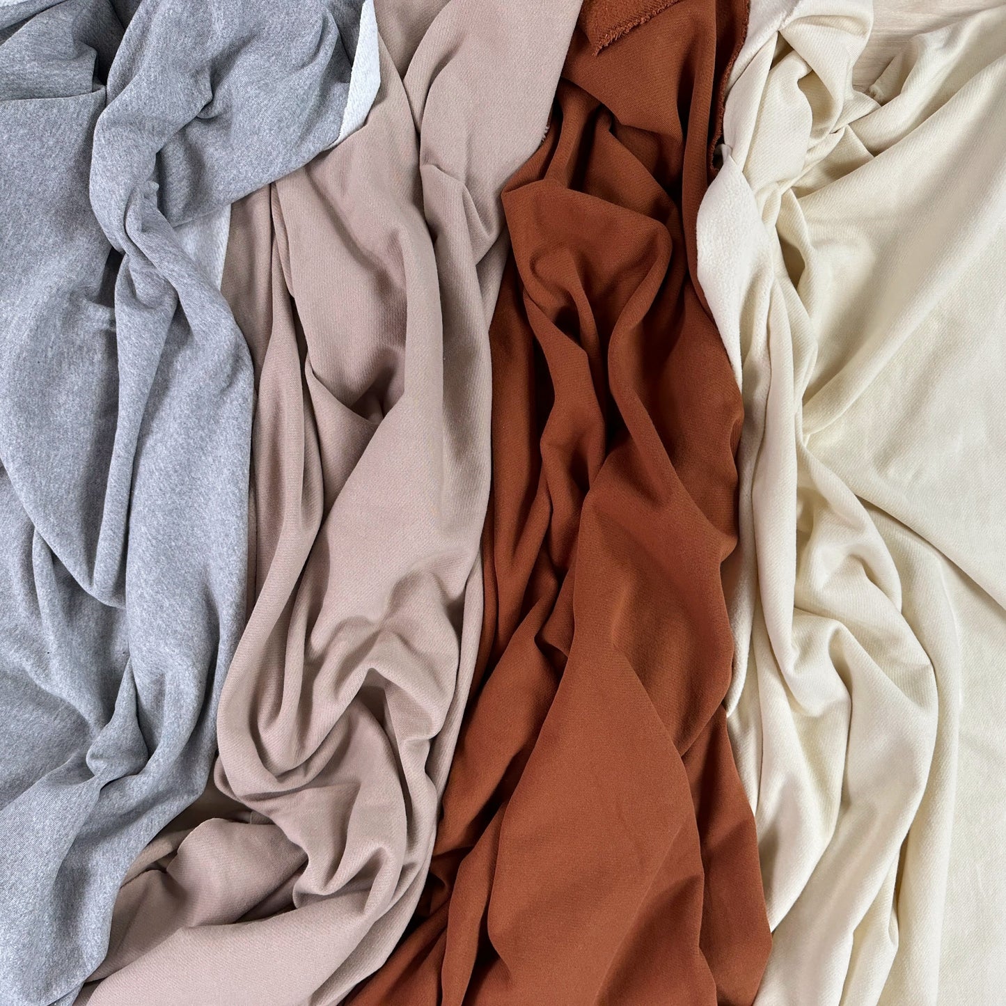 27" Remnant - Organic Cotton Twill Face Fleece Knit - Vanilla - Natural/Cream