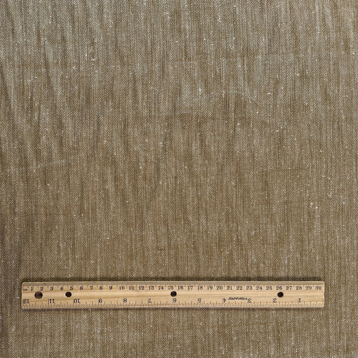 35" Remnant - Yarn Dyed Cotton Herringbone Twill - Golden Brown & Ivory - Deadstock