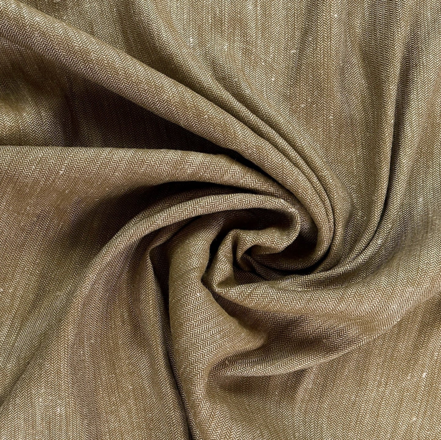 35" Remnant - Yarn Dyed Cotton Herringbone Twill - Golden Brown & Ivory - Deadstock