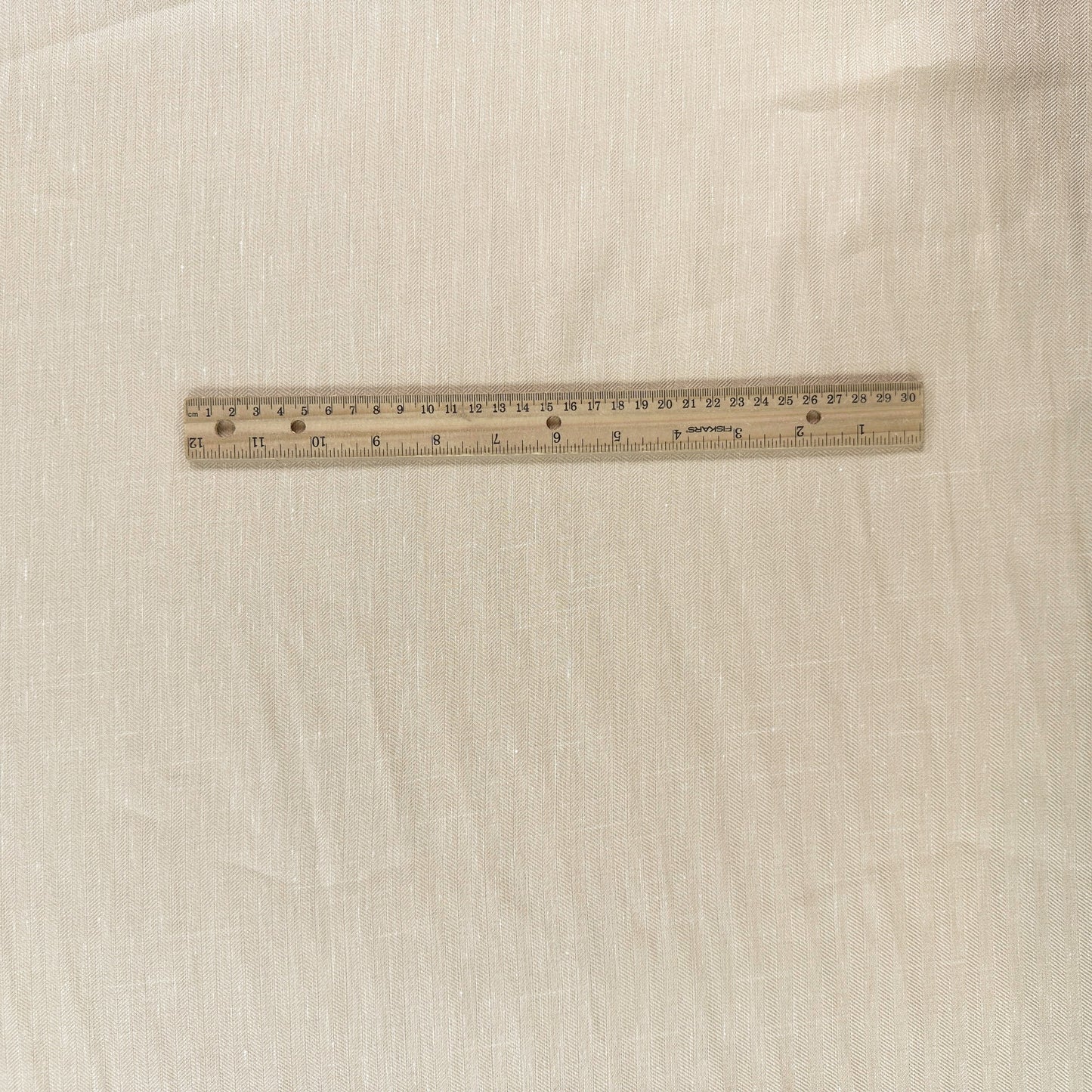 43" Remnant - Yarn Dyed Cotton Herringbone Twill - Light Beige - Deadstock