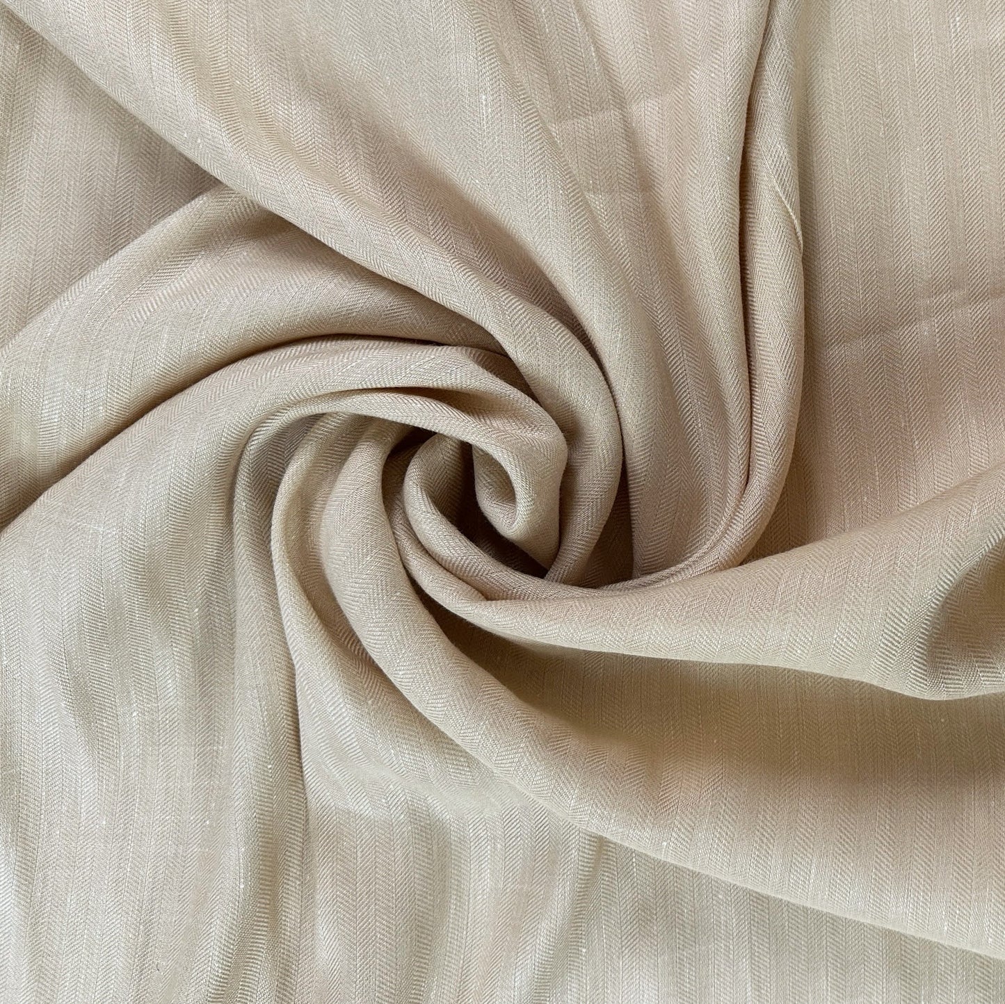 43" Remnant - Yarn Dyed Cotton Herringbone Twill - Light Beige - Deadstock