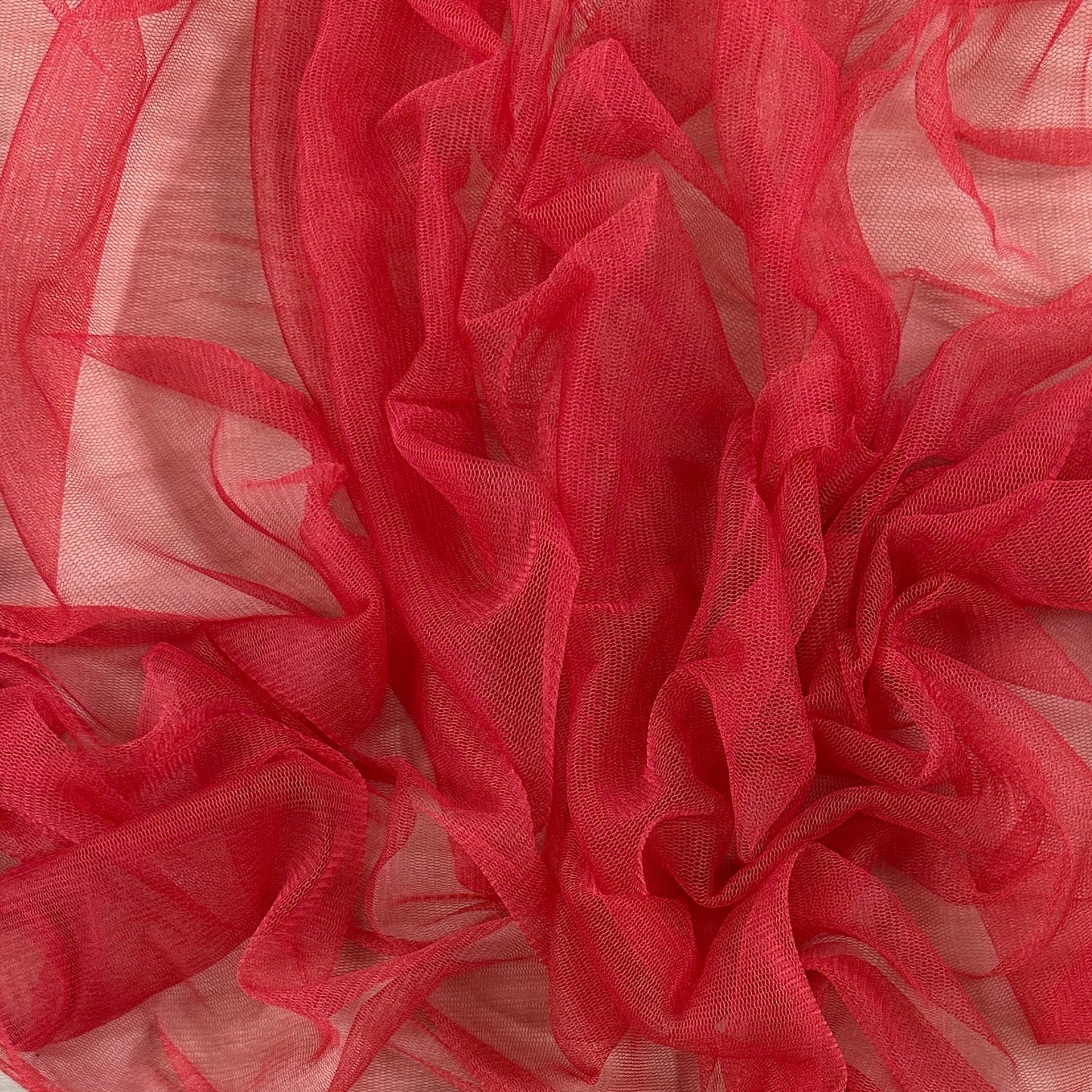 100% Silk Tulle Tricot Knit - Red - Deadstock