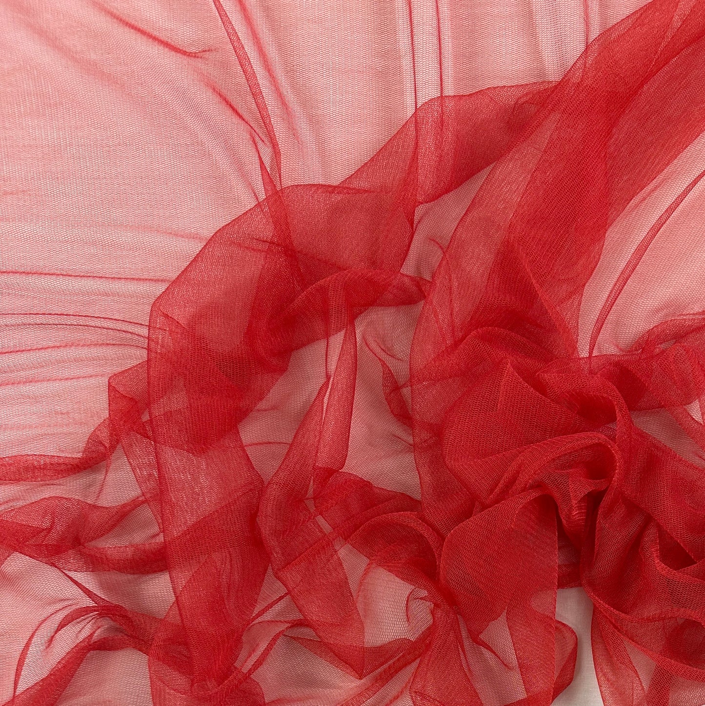 100% Silk Tulle Tricot Knit - Red - Deadstock
