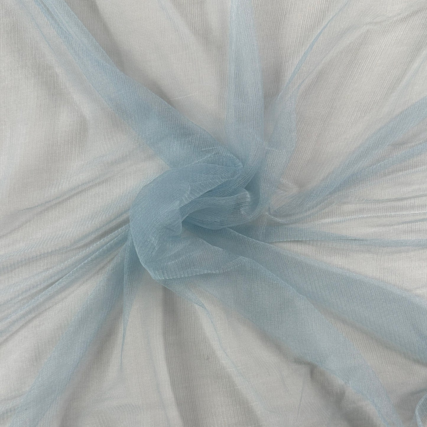 100% Silk Tulle Tricot Knit - Baby Blue - Deadstock