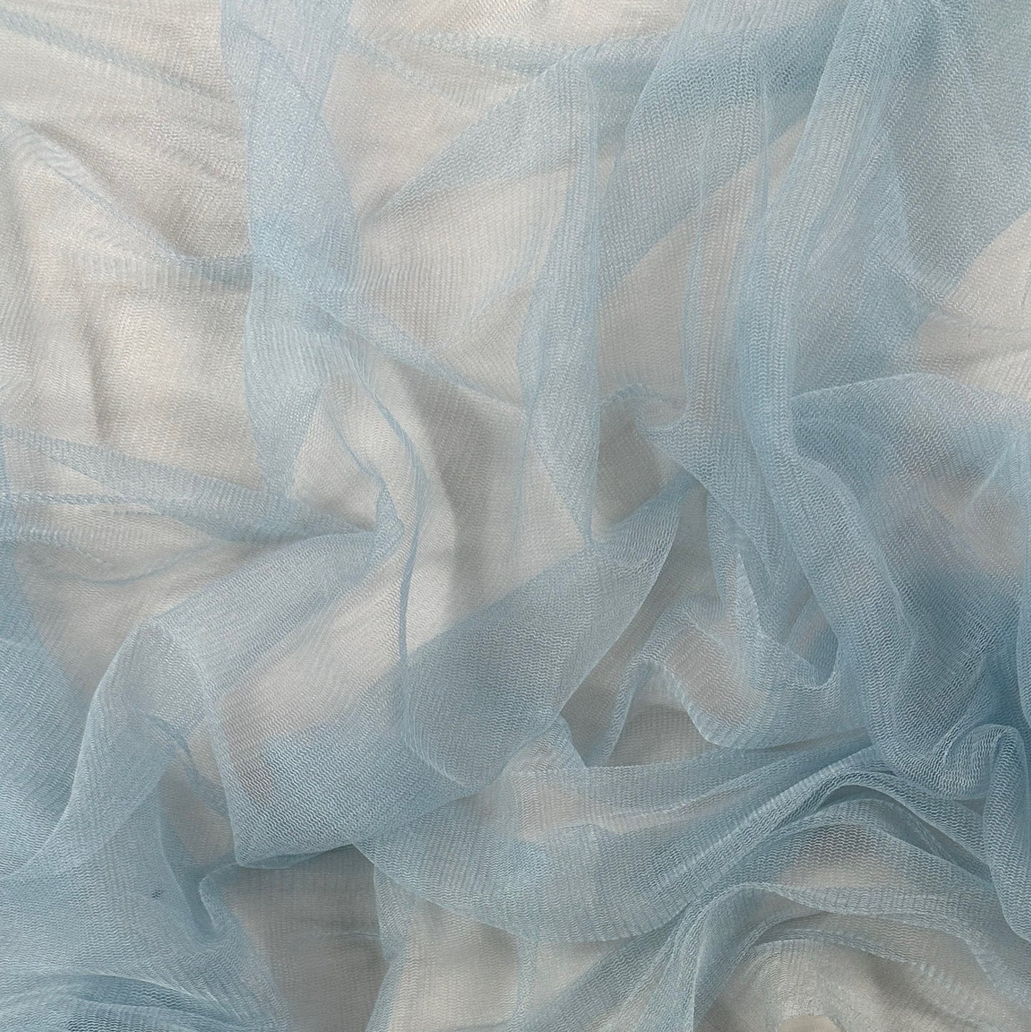 100% Silk Tulle Tricot Knit - Baby Blue - Deadstock