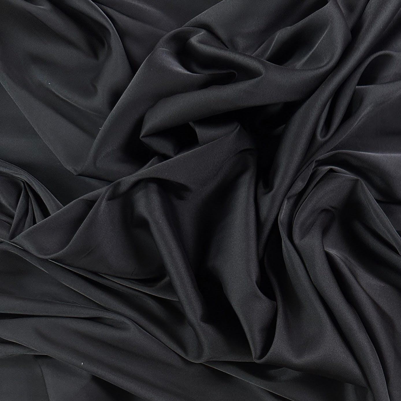 Black - Recycled Polyester Satin - Deadstock
