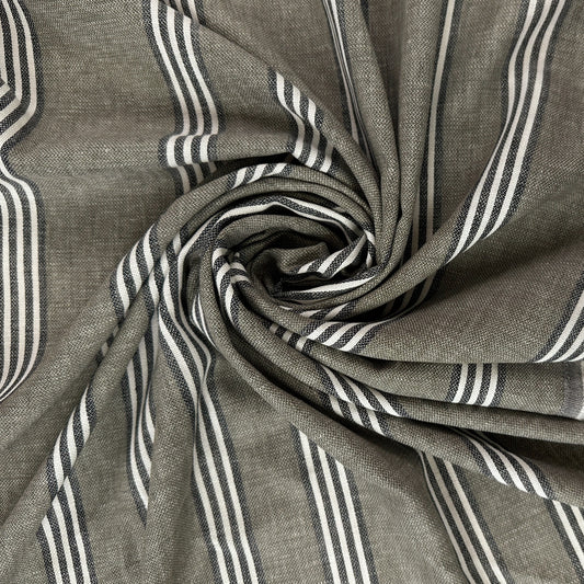 Grand Canyon - Khaki & Black  - Yarn Dyed Linen Blend