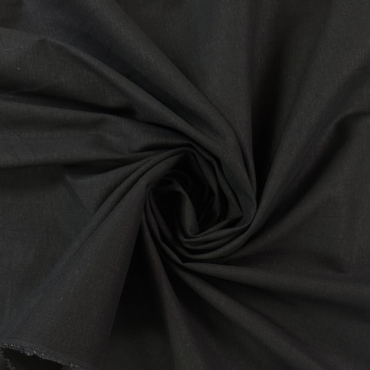 Linen Blend Stretch Woven - Black - Local Deadstock