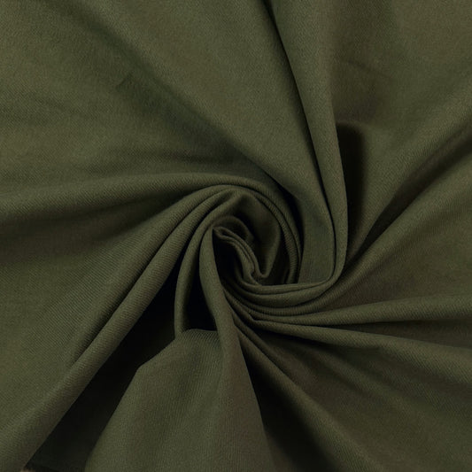 Organic Cotton Brushed Twill - Dark Olive Green - Local Deadstock