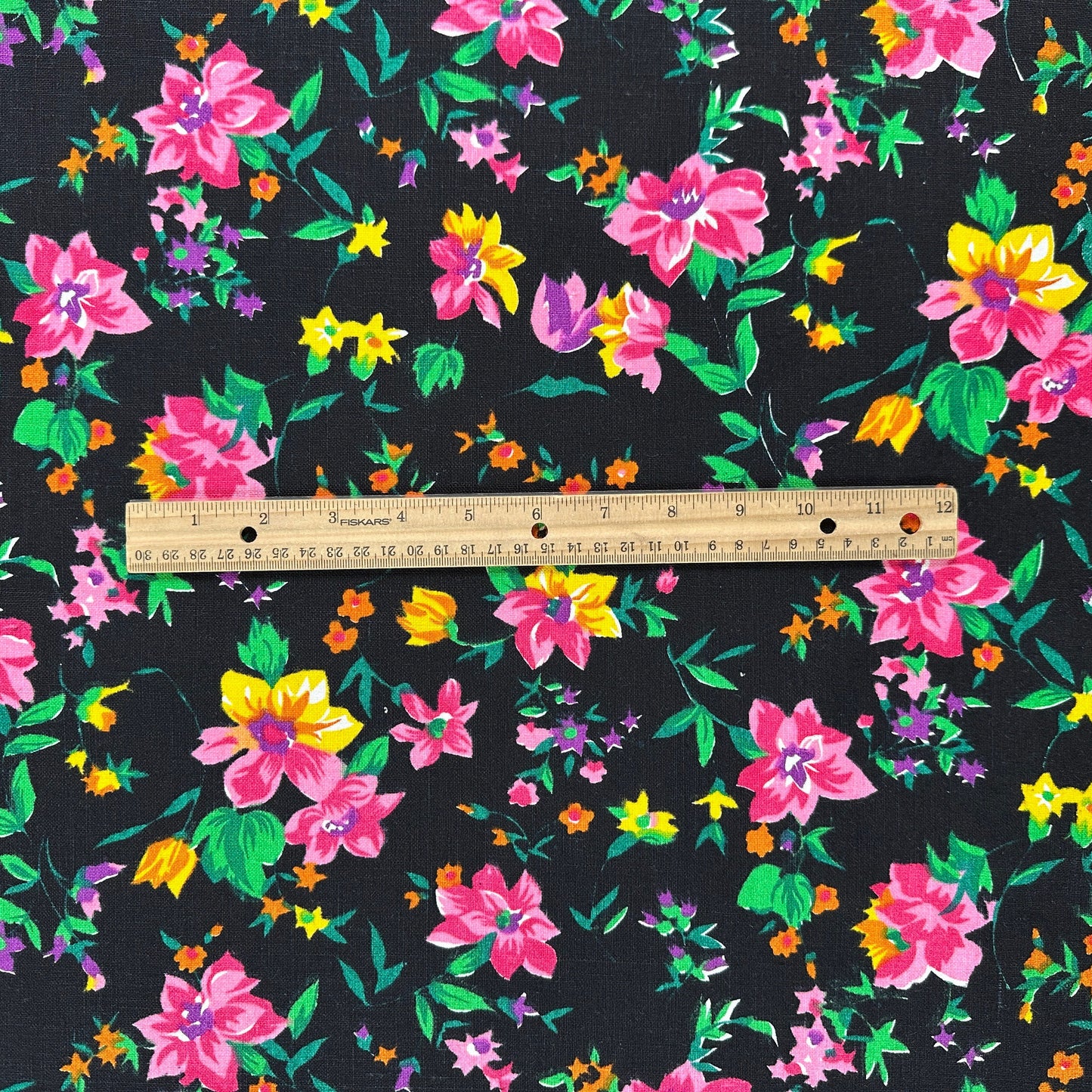 European Linen Black Floral Print - 54"