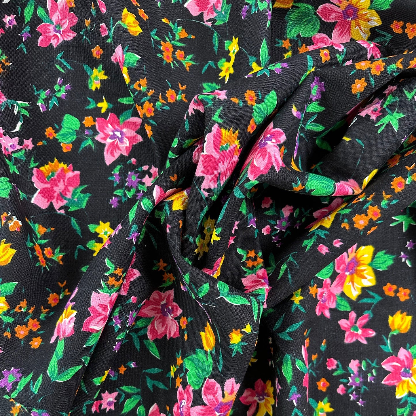 European Linen Black Floral Print - 54"