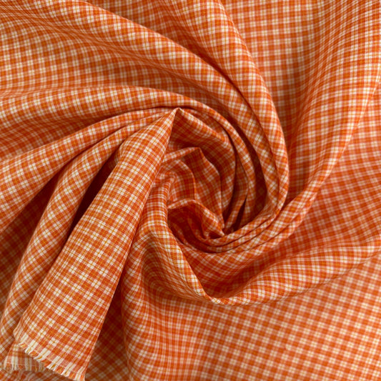 Yarn Dyed European Linen Check - Orange & White Check - 59"