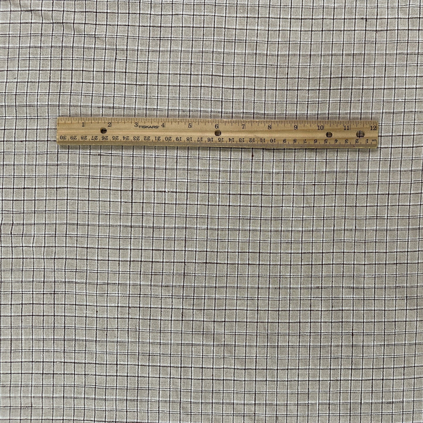 Yarn Dyed Beige Check - Cotton / Linen - Film Studio Deadstock