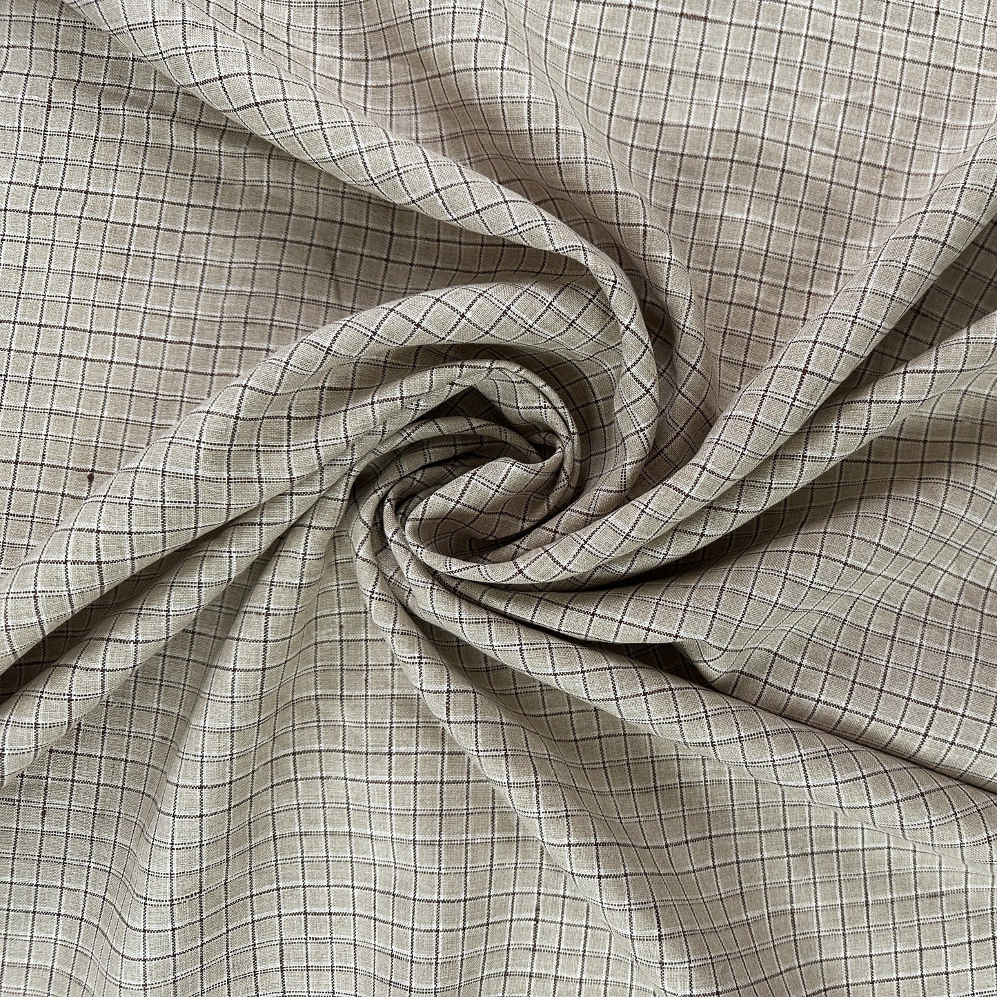 Yarn Dyed Beige Check - Cotton / Linen - Film Studio Deadstock