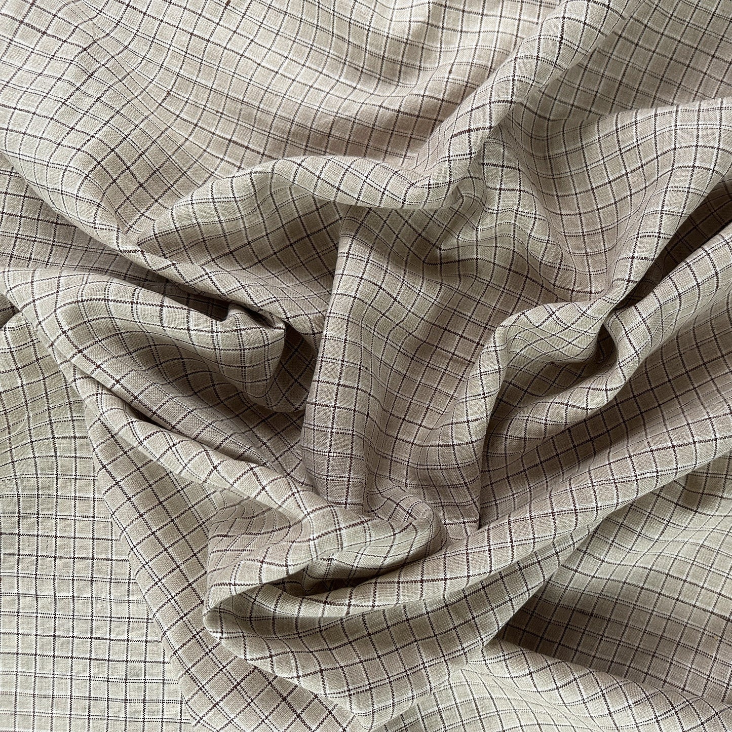 Yarn Dyed Beige Check - Cotton / Linen - Film Studio Deadstock