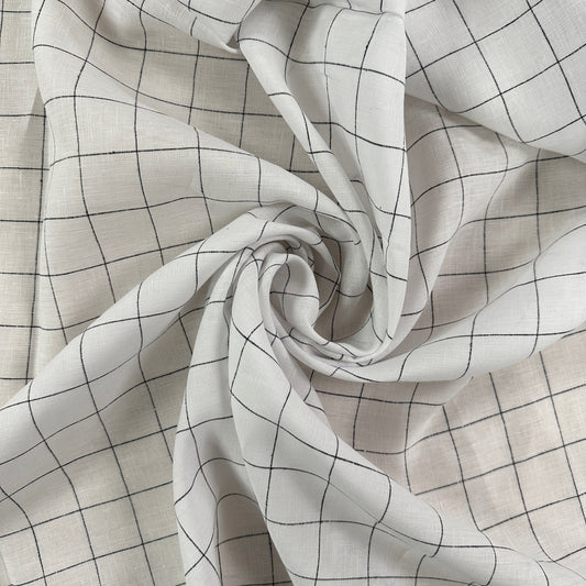 Mistral Yarn Dyed Linen Check - White & Black