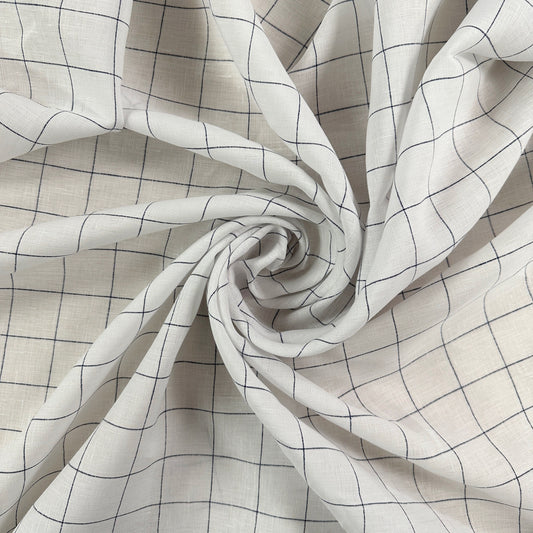 Mistral Yarn Dyed Linen Check - White & Ink