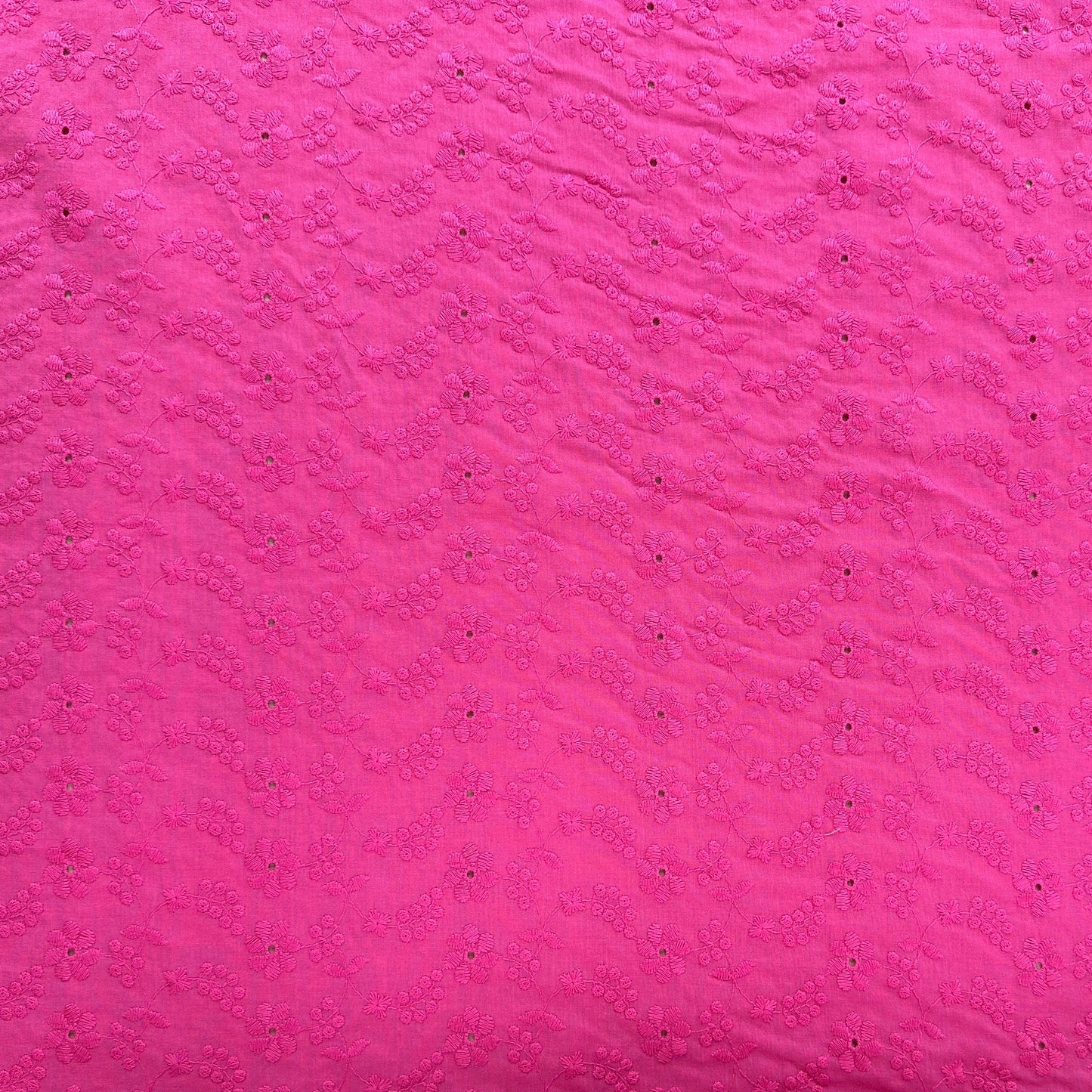Floral Vines - Fuchsia - Cotton Eyelet Embroidery