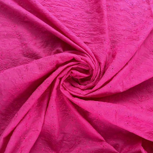 Floral Vines - Fuchsia - Cotton Eyelet Embroidery