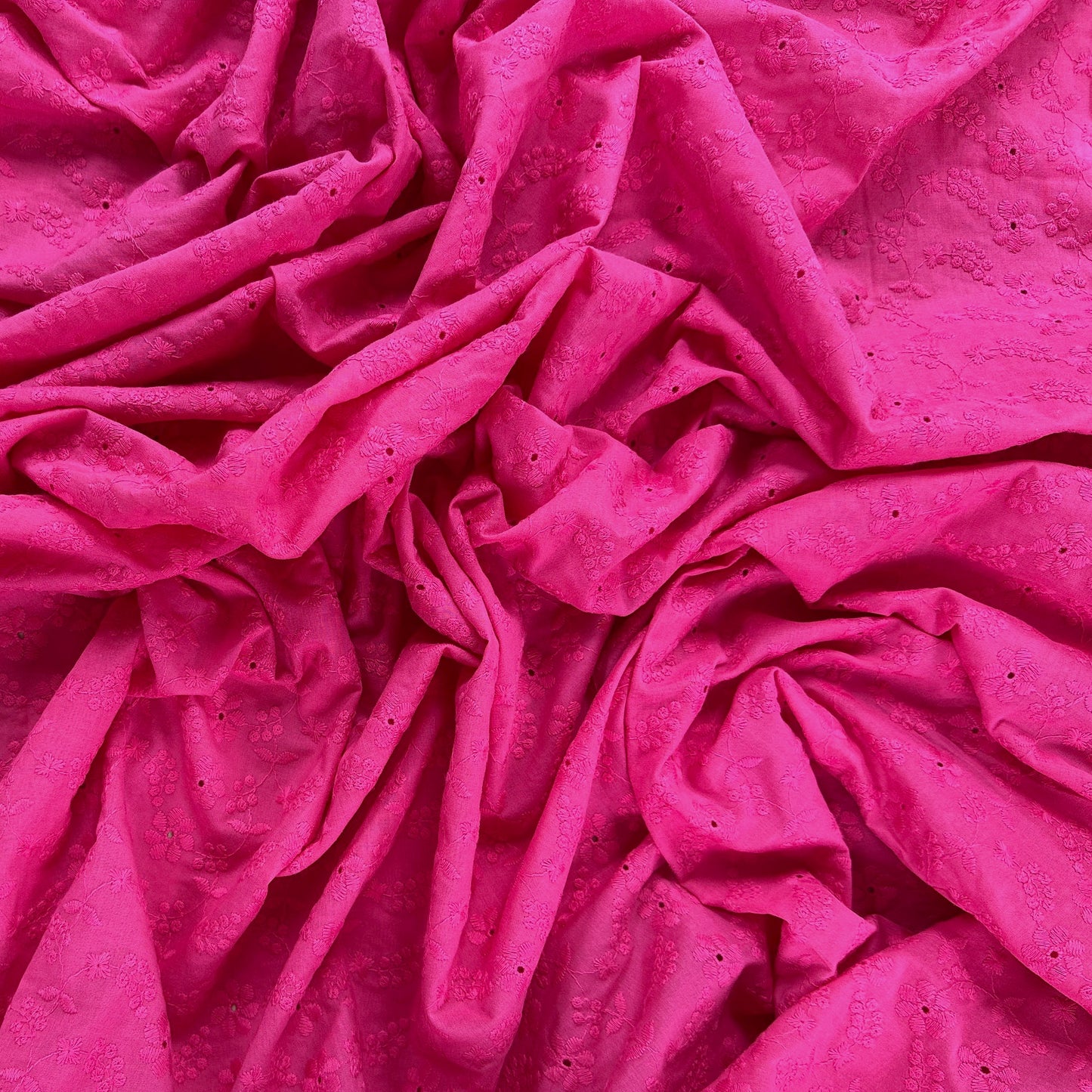 Floral Vines - Fuchsia - Cotton Eyelet Embroidery