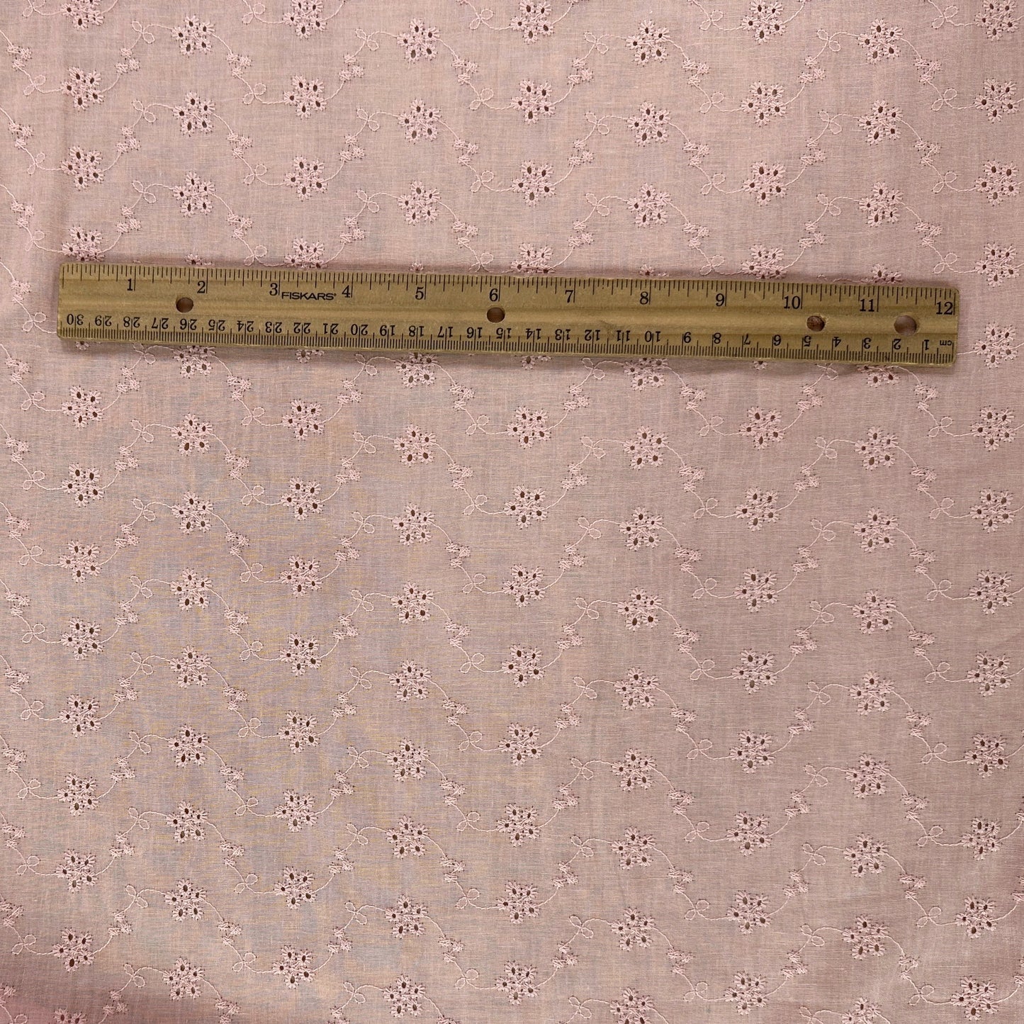 Embroidered Eyelet Cotton Voile - Flower Vines - Baby Pink