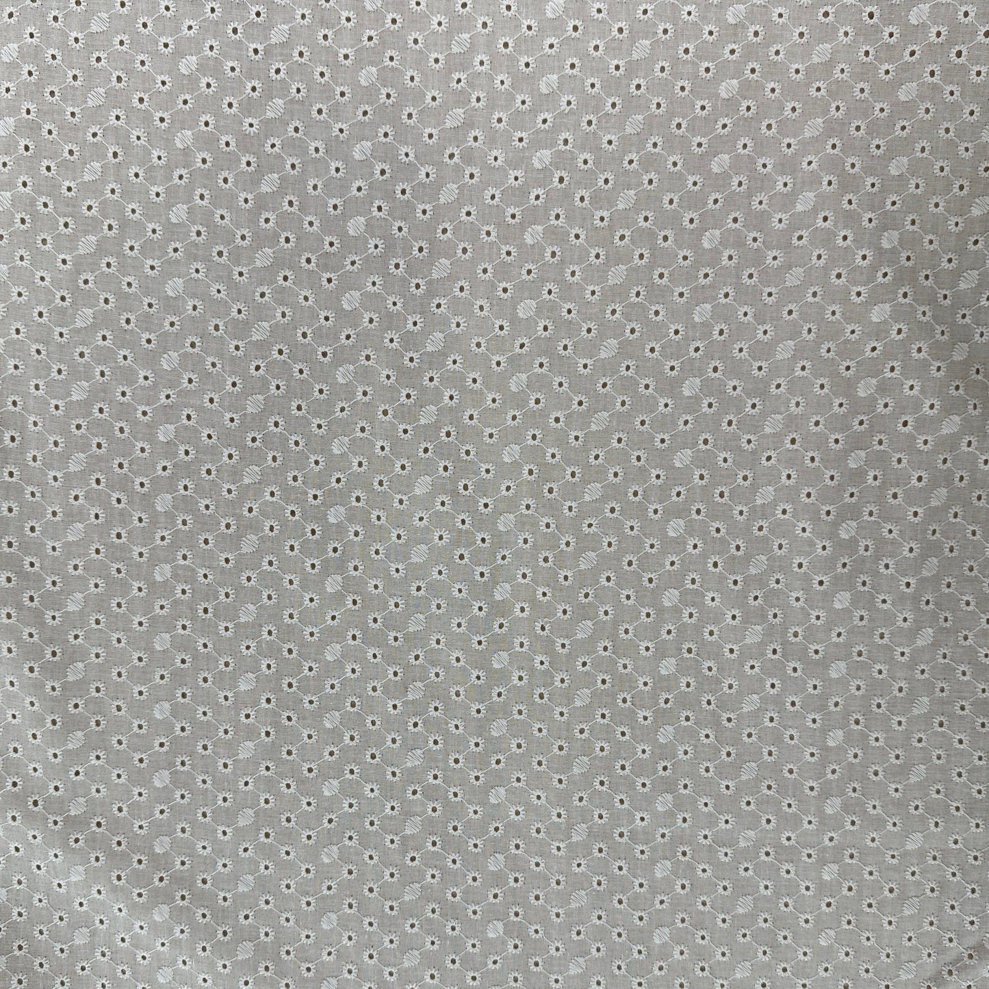 Embroidered Eyelet Cotton Voile - Delicate Geometric Starburst - Ivory
