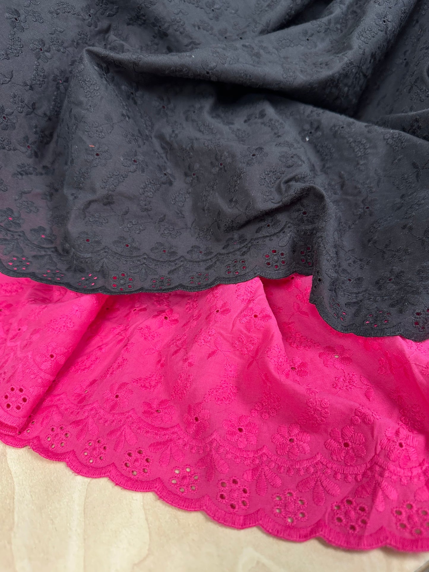 Floral Vines - Fuchsia - Cotton Eyelet Embroidery
